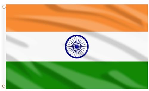 AhfuLife Indien Flagge 90 x 150 cm, 4 Stück Indische Fahne Leuchtenden Farben mit Messing-Ösen, Indien Fahne für Nationalfeiertag Indien Fußball WM Olympische Nationaltag Party Bar Deko