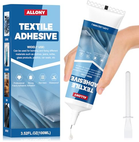 Allony Fabric Adhesives, Material Glue for Fabric, Fabric Glue Strong, Washable Textile glue for Badges, DIY Crafts, Upholstery, Material, Textile, Felt -100ml