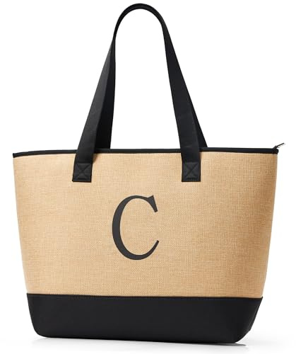 KALIDI Personalisierte Tasche Damen Handtasche Tote Bag Strandtasche mit Reißverschluss Shopper Tasche Groß Schultertasche für Frauen Bräute Brautjungfern,Arbeit,Reisen,Einkaufen,Schule
