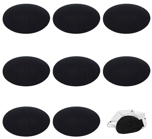 NICENEEDED Fascinator Hutbasis Rund Schwarz 8 Stück Kopfbedeckung Fascinator Basis Runder Fascinator Basenhalter Aus Mesh Für Millinery
