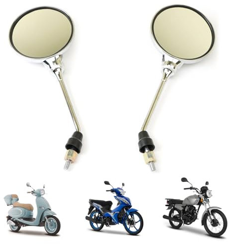 Letgoing Specchietti rotondi Specchietti laterali Moto 360° Regolabile Universale 8mm Cromato Specchietti Manubrio Per Moto Scooter E-bike Ve&spa Primavera sprint 150 GTS 300