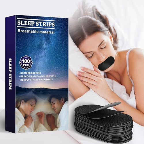 Mouth Tape for Sleeping (100 Pieces), Anti Snoring Strips to Stop Snoring, Nighttime Breathing Aid for Better Sleep, Comfortable & Hypoallergenic mouth tape