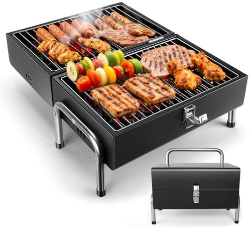 Charcoal BBQ Portable Camping Grill: Small Table Top Charcoal Barbecue Grills For Outdoor Travel Garden