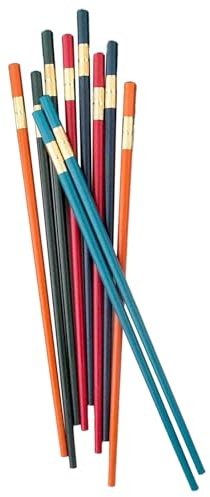 Palillos chinos – 5 pares de palillos reutilizables de fibra de vidrio – antideslizantes aptos para lavavajillas, accesorios de vajilla multicolor para vacaciones, cumpleaños, comer