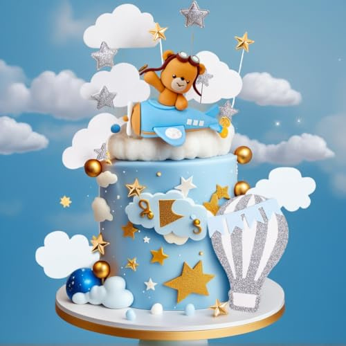 Decorazione per torta a forma di orso a forma di aeroplano Decorazione | Decorazione per torta a forma di orso a forma di aeroplano Decorazione per torta a forma di aereo