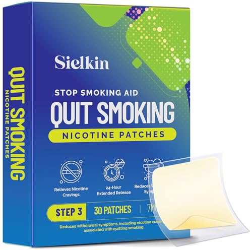 Nicotine Patches to Quit Smoking Step 3, 7 mg - Stop Smoking Aid - Each Patch Provides a 24-Hour Nicotine Transdermal System (30 Patches)