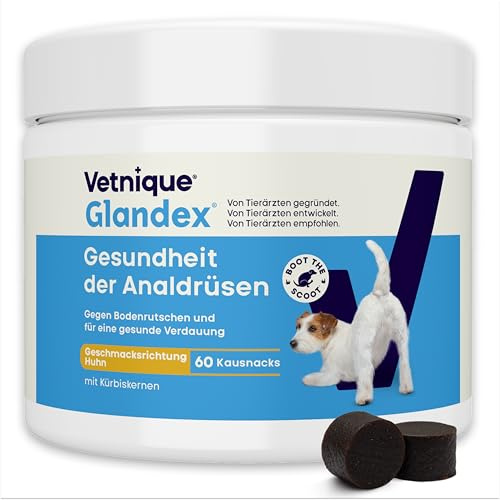 Glandex For Dogs UK - 60 Soft Chews - Vet-Formulated Anal Gland Support For Digestive Health - With Probiotics for Dogs, Omega-3s, Pumpkin & Fibre - Dog Probiotics for Gut Health - Boot The Scoot