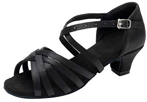 2026 Women's Low Princess Dance Ballroom Tango Latin Shoes Sandals Black Shoes Ladies Elegant Heel, black, 9 UK