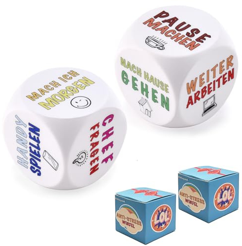 Willingood 2 Stücke Anti-Stress Würfel Spielzeug für Erwachsene, der Bunte Stresswürfel mit 6 Lustigen Aktionen, Büro Geschenk für Kollegen Freunde