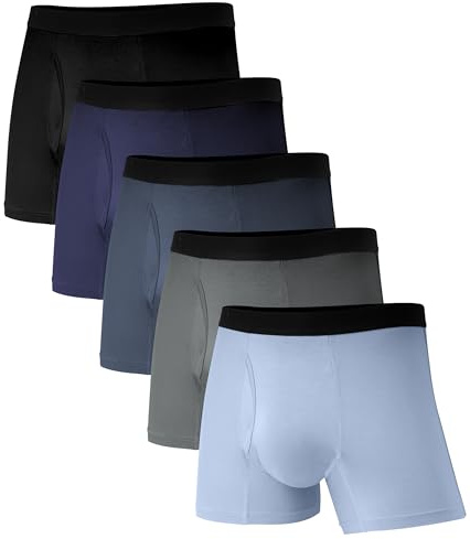 SUNCHIRI 5 Pack Incontinence Underwear for Men, 50ml Reusable Washable Leak-proof Absorbent Boxer Briefs with Fly, Regular Absorbency Trunks (L, Multicolor01)