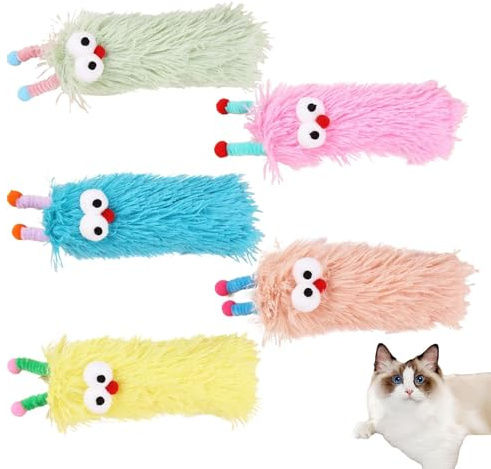 Lot de 5 jouets pour chat avec herbe à chat - Jouet à mâcher doux pour animaux de compagnie - Coussin interactif pour chat - Pour toutes les races - Pour activités en intérieur