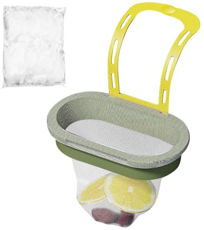 Liakyunf Cestello Filtro per Lavello - Rete Raccolta Rifiuti Per Lavello - Accessorio Appeso Domestico con 50 Sacchetti Maglia per Hotel Panetteria Ristorante Casa Affitto