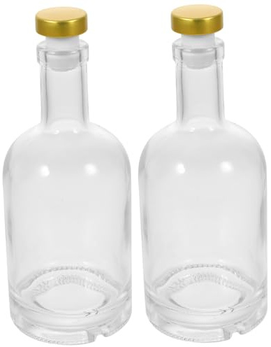 SAFIGLE 2 pezzi Bottiglie per Liquori in Vetro Trasparente Spesse da Bottiglia Whisky Vodka con Fondo Antiscivolo Ampia Apertura e Sigillatura Stabile per Casa Bar e Club Colore Casuale