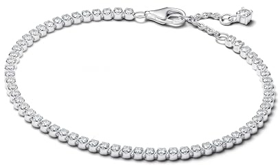 PANDORA Pulsera de tenis para mujer, plata y circonita, 593927C01, 16cm, Plata de ley, Circonita cúbica