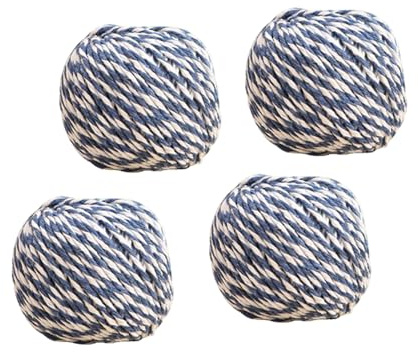 4 Rolls Blue Cotton Cord 70 Meter Cotton Twine String for Crafting, Binding, Wrapping