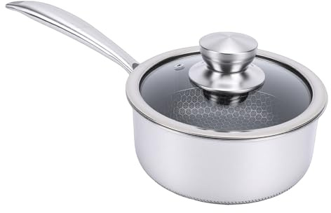 Pssopp Ollas y Sartenes Sartén, Sartén Antiadherente de Acero Inoxidable 316 Apta para Lavavajillas con Tapa para Cocinar Sartenes Antiadherentes de Doble Cara con Forma de Panal