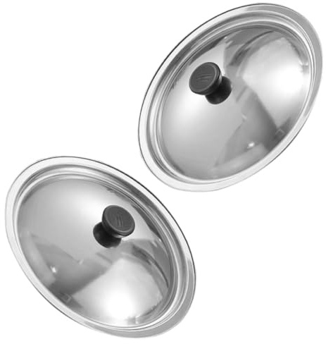 FUNNETOYU Mehrzweck Edelstahl Topfdeckel 26,5cm 2 Stück Ersatzdeckel für Pfannen und Töpfe mit Griff für Alltag in Küche