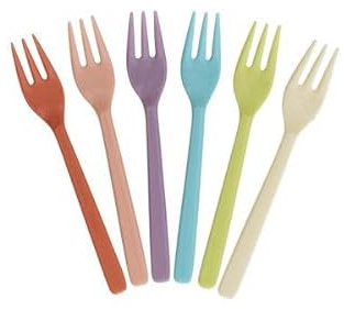 RICE Melamin Gabel Set 6er – bunte Dessert- & Kindergabeln 14 cm – stabil & leicht – ideal für Obst, Kuchen, Snacks & Picknick – Outdoor/Camping – max. 70°C