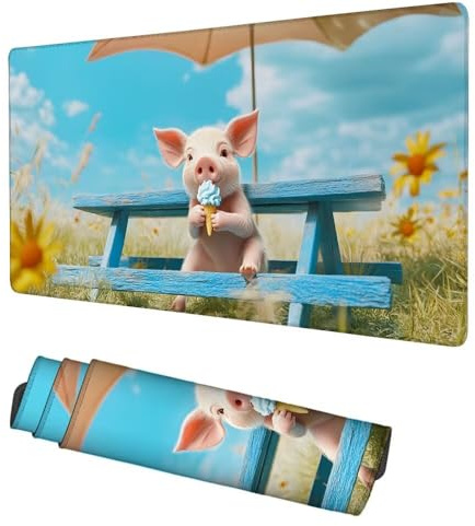 Alfombrilla Ratón Cerdo Mouse Pad 1200x600x3mm Alfombrilla Gaming Azul Desk Mat, Protector Escritorio, Accesorios Gaming, Mejora Precisión y Velocidad, para PC Gamer, Portátil, Oficina, f-474
