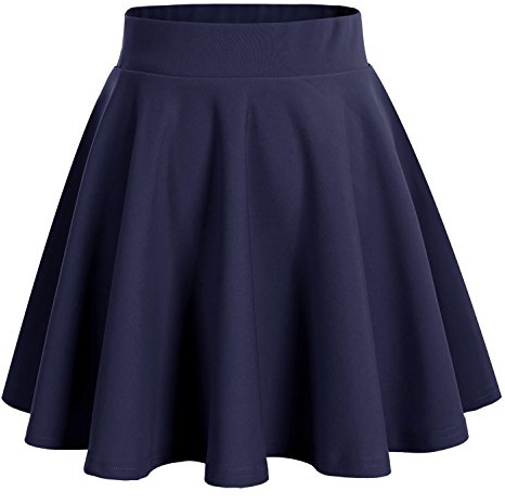 DRESSTELLS Mini-jupe trapèze plissée pour femme, forme évasée, style basique, polyvalente et extensible, bleu marine, XX-Large