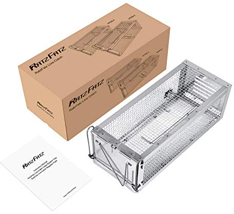 RatzFatz® Lebendfalle Mausefalle, Premium Rattenfalle, Groß ●Inkl Ebook● XXL, Siebenschläfer Profi Falle - XL Tierfalle Set, Wiederverwendbare Mehrfach Falle, Lebend, Jagd, rostfrei, Käfig MTBSL40