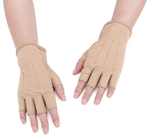 Mitaines d’été en coton - Gants courts - Antidérapants - Protection anti-UV - Protection solaire fine - Pour conduite, moto, vélo - - One Size