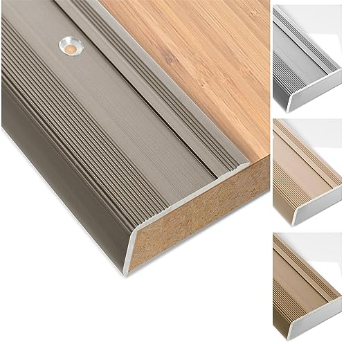 Floordirekt Stair Nosing Profile Aluminium 134 cm Long 1 Piece Including Screws and Dowels | Step Edge Profile Pre-Drilled in L Shape | Angle Profile 37 mm Width x 17 mm Height (Dark Bronze) Glory