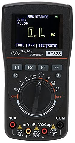 Oscilloscope Numérique Multimètre de Poche Oscilloscope 2 en 1 Gamme Automatique Écran Couleur Multimètre Rétro-éClairage Portable Tension Courant Testeur éLectronique Oscilloscope Multimètre