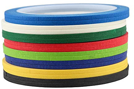 Lot de 16 rouleaux de ruban de masquage en papier pour peinture, dessin et loisirs créatifs 0,3 cm