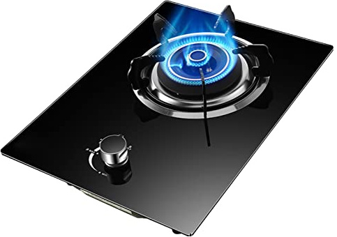 Gas hob Built-in Gas Hob, Table Top Cooking, Natural Gas/Propane Gas, Zinc Alloy Knob, 1 Cast Iron Portable Hob Ring,for Compact Living, Kitchen, Camping Or Caravans, [Energy Class A]