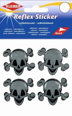 Selbstklebende reflektierende Aufkleber Totenköpfe silber 4 Stück