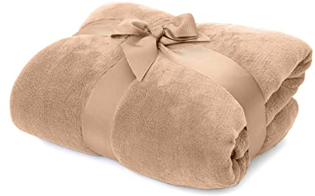 Lumaland Coperta accogliente 220x240cm in 100% pile di corallo | Coperta da divano calda e traspirante in fibre particolarmente morbide per rilassarsi in casa o all'aperto