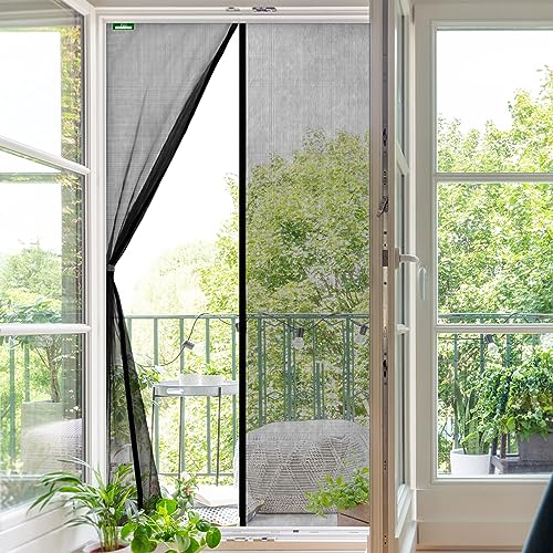 casa pura Fliegengitter Magnetvorhang für Balkontür, Terrassentür & Kellertür - einfache Klebemontage ohne Bohren - Insektenschutz Vorhang Tür (Gitter Garn, 90 x 210 cm, Johnny)
