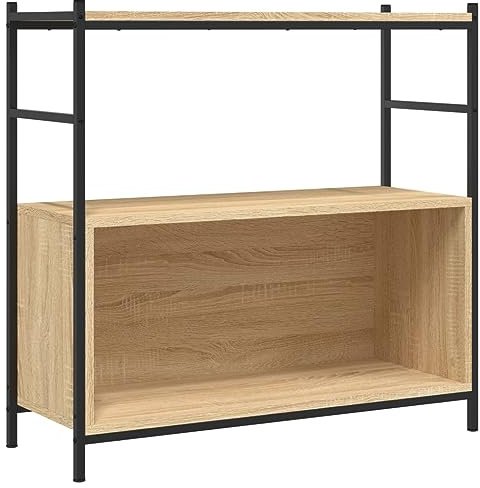 vidaXL Bücherregal, Standregal mit verstellbaren Beinen, Lagerregal für Wohnzimmer, Aufbewahrungsregal Büroregal, Industrie Stil, Sonoma Eiche Holzwerkstoff Eisen