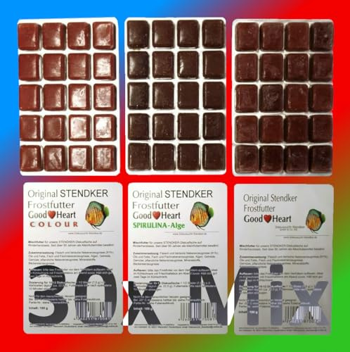 Original Stendker Frostfutter 3kg Sparpaket 30x GoodHeart 100g Mix (10xClassic/10xColour/10xSpirulina) - Diskus Futter
