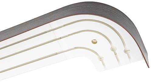 Garesa Gardinenschiene 3-läufig,Weiß I Vorhangschiene aus Kunststoff inkl. Gleiter I Vorgebohrt zur Deckenmontage I Mit Blende Farbe Wenge + Retoure I 540cm