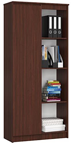 AKORD Büro-Bücherregal 80cm | 8 Einlegeböden | für Schrank Wohnzimmer Schlafzimmer Bücherregale| Standregal Holzregal Regal | Laminierte Platte 16 mm | Farbe Wenge