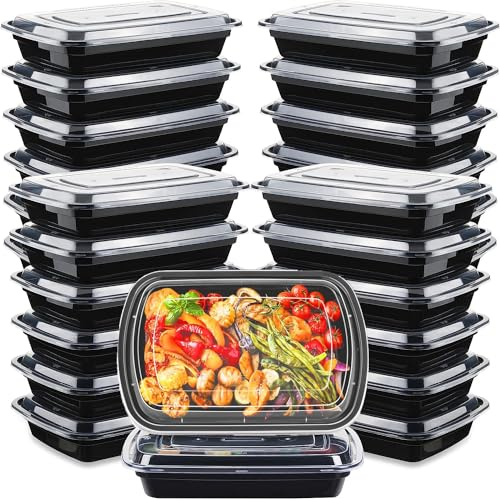 [30 Pack] Meal Prep Containers Reusable,Food Prep Containers with Lids,28oz | Batch Cooking Containers, Microwave, Freezers & Dishwashers Safe - BPA Free, Plastic Food Containers with Lids for Takeaway