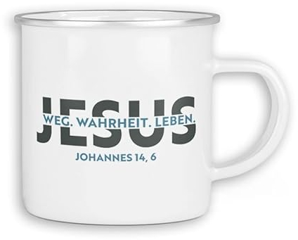 SALT-AND-LIGHT® Christliche Emaille Tasse | Blechtasse Campingbecher Geschenk für Christen | Jesus