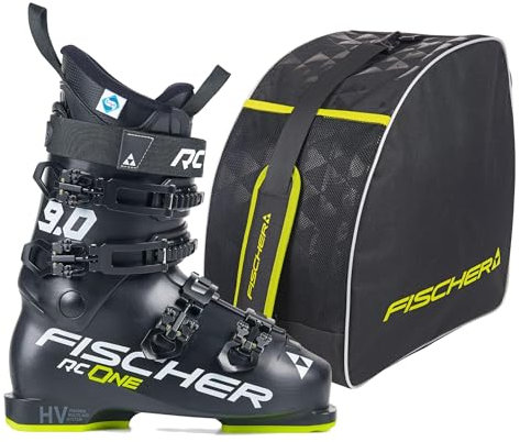 Fischer Skischuhe Skistiefel Alpinskischuhe Alpin-Skistiefel RC One 9.0 - Größe: MP31.5 EU47 - Farbe: gelb - Flex 90 - Einsteiger bis Gute Skifahrer - inkl. Skischuhtasche Alpine Eco