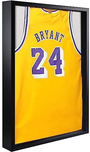 1DOT2 Shadow Box 20x30 Large Jersey Frame Display Case, Shadowbox Frames with Grade A Natural Pine Wood Acrylic for Football Baseball Basketball Hockey T-Shirt, Classic Black