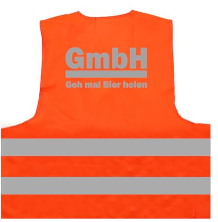 GmbH GEH mal Bier Holen Party JGA 2024 Warnweste BZW. Signalweste mit reflektierendem Aufdruck ID: 1354