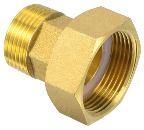 Unifizz Brass Pipe Fitting Water Meter Coupling G1-1/4 Female x G1 Male Thread Hex Connector Adapter 50mm Length
