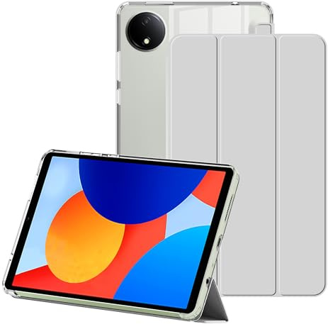 FDHYFGDY Custodia per Redmi Pad SE 8,7 4G Cover, nuova custodia in pelle PU + TPU, custodia protettiva tripla pieghevole con funzione di spegnimento/riattivazione automatica - Grigio