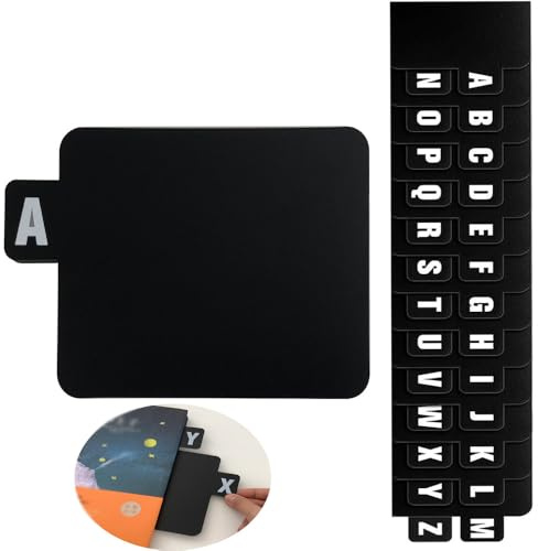 Changyeah Schallplatten-Trennblätter, 26 Stück, Alphabetisch, PP-Material, Schwarz, DIN A4, 3 Löcher