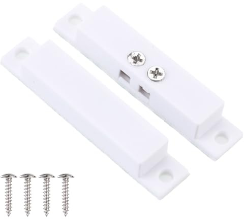 PATIKIL N.C. Wired Door Alarm Magnetic Contact Sensor, 10 Pcs 0-100V/0.5Amp Magnetic Reed Switch with Double Side Tape for Door Window, White