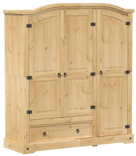 Willood Kleiderschrank Corona 151 5x52x170 cm Massivholz Kiefer Braun kleiderständer für das Schlafzimmer