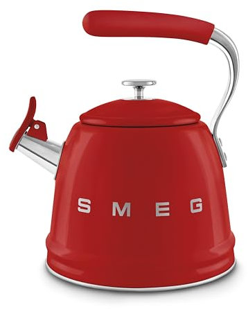Smeg, Bollitore per Piano Cottura WKF01RD, in Acciaio Inox, Capacità 2,3L, Coperchio Removibile e Beccuccio Dosatore, Anche per Induzione, Rosso