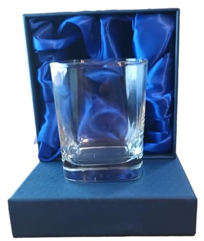 County Engraving Personalised Crystalite Whisky Glass Gift in Silk Lined Presentation Gift Box (325ml Square Bass)