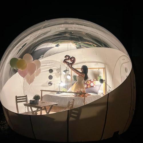 Aufblasbares Campingzelt FüR DraußEn, FüR Den Garten Der Familie Drinnen/DraußEn, Transparentes Campingzelt, Klare Kuppelzelt-CampinghüTte,110v-8ft